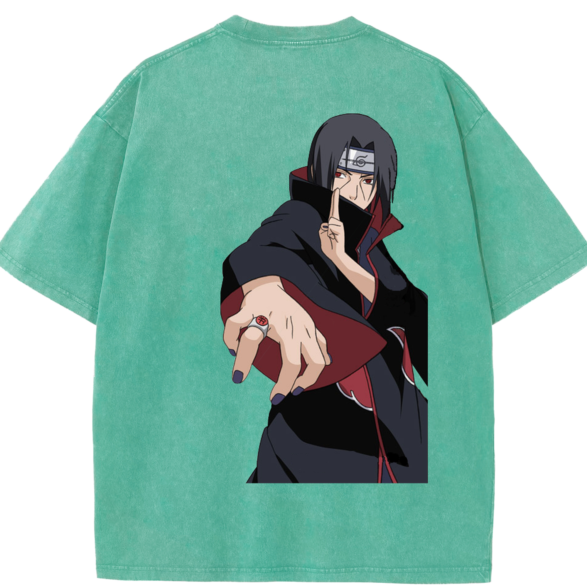 （画像用） NARUTO -ナルト- うちは イタチ Uchiha Itachi 綿100% ヴィンテージ風 半袖Tシャツ（背面プリント）